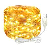 litogo Guirlande Lumineuse Alimenté par USB, 5M 50LED Guirlande LED Étanche Decoration Intérieur et Extérieur Chambre Noël Maison Jardin Fête (Blanc Chaud)