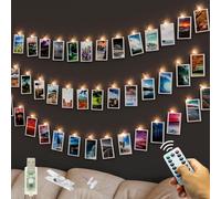 litogo Guirlande Lumineuse Photo,5M 50LED USB Guirlande Photo, 8 Modes Guirlande Lumineuse Interieur avec Télécommande pour Chambre, Photo, Fêtes, Decoration, Blanc Chaud