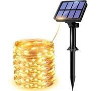 litogo Guirlande Lumineuse Solaire Extérieure, 12m 120 LED Solaire 8 Modes Guirlande Guinguette Solaire Exterieure Étanche Décoration pour Jardin, Terrasse, Cour, Noël, Mariage, Fête Blanc Chaud