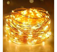 litogo Lot de 1 Petite Guirlande Lumineuse à Pile avec Minuteur, 3M 30 LED Fil Cuivre Fairy Lights, Guirlande LED à Pile (Piles AA) Pour Fête, Noël, Halloween, Mariage, Décoration, Blanc Chaud