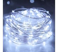 litogo Lot de 1 Petite Guirlande Lumineuse à Pile avec Minuteur, 3M 30 LED Fil Cuivre Fairy Lights, Guirlande LED à Pile (Piles AA) Pour Fête, Noël, Halloween, Mariage, Décoration, Blanc Froid