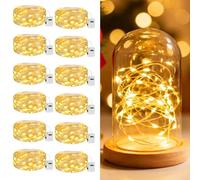 litogo Lot de 12 Mini Guirlande LED à Pile avec 3 Modes, 2M 20LED Petite Guirlande Lumineuse Pile, IP65 Étanche Guirlande LED Interieur pour Chambre Mariage Fête Noël Décoration, Blanc Chaud