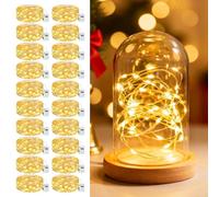 litogo Lot de 20 Mini Guirlande LED à Pile avec 3 Modes, 2M 20LED Petite Guirlande Lumineuse Pile, IP65 Étanche Guirlande LED Interieur pour Chambre Mariage Fête Noël Décoration, Blanc Chaud