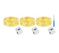 litogo Lot de 3 Mini Guirlande LED à Pile avec 3 Modes, 2M 20LED Petite Guirlande Lumineuse Pile, IP65 Étanche Guirlande LED Interieur pour Chambre Mariage Fête Noël Décoration, Blanc Chaud