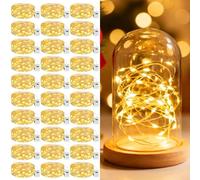 litogo Lot de 30 Mini Guirlande LED à Pile avec 3 Modes, 2M 20LED Petite Guirlande Lumineuse Pile, IP65 Étanche Guirlande LED Interieur pour Chambre Mariage Fête Noël Décoration, Blanc Chaud