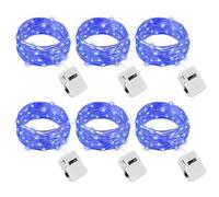 litogo Lot de 6 Mini Guirlande LED à Pile avec 3 Modes, 2M 20LED Petite Guirlande Lumineuse Pile, IP65 Étanche Guirlande LED Interieur pour Chambre Mariage Fête Noël Décoration, Bleu