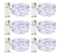 litogo Lot de 6 Petite Guirlande Lumineuse à Pile avec Minuteur, 3M 30 LED Fil Cuivre Fairy Lights, Guirlande LED à Pile (Piles AA) Pour Fête, Noël, Halloween, Mariage, Décoration, Blanc Froid