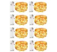 litogo Lot de 8 Petite Guirlande Lumineuse à Pile avec Minuteur, 3M 30 LED Fil Cuivre Fairy Lights, Guirlande LED à Pile (Piles AA) Pour Fête, Noël, Halloween, Mariage, Décoration, Blanc Chaud