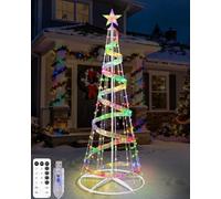 litogo Lumières de sapin de Noël en forme de cône pré-éclairées de 2,1 m avec télécommande, 216 lumières multicolores alimentées par USB avec adaptateur, ruban et étoile pour intérieur ou extérieur
