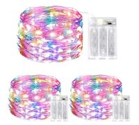 litogo Timing Guirlande Lumineuse à Pile[Lot de 3], 5M 50LED Guirlandes Lumineuse Intérieur Extérieur, Étanche Guirlande LED à pile pour Décor Noël Mariage Anniversaire Fête Chambre Jardin Couleur