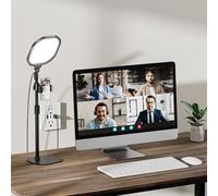 LitONES Lampe Anneau Vidéo pour Réunions Zoom - Éclairage de Bureau à Fixation PC/Téléphone avec Support - Lumière Dimmable pour Télétravail, Enregistrement, Appels Vidéo et Webcam