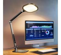 LitONES Lampe de Bureau LED Lampe de Jour à Protection des Yeux, Dimmable avec 3 Modes de Couleur et Contrôle Tactile/Mémoire, 15W à Bras Pivotant avec Prise, Noir