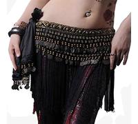 LITOSM Ceinture Danse Femmes Belly Dance Ceinture Tassel Hip Écharpe Tribal Coiffe Coin Danse Costume Costume Frangé Taille Chaîne Bellydance Accessoires Foulard Danse du Ventre