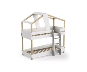 Lits cabane superposes 90x200 blanc-bois