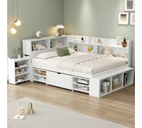 Lits CONCEPTION MULTIFONCTIONNELLE : Ce lit bébé combine un lit, des tiroirs, des étagères et des rangements pour optimiser l'espace et créer un environnement de vie et d'apprentissage ordonné pour vo