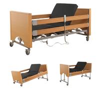 Lits d'hôpital électriques 5 en 1 réglables en hauteur, lits médicaux pour patients, aide infirmière avec garde-corps relevable, roues silencieuses, jusqu'à 212 x 102 x 28-68 cm