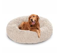 Lits en forme de beignet pour chiens, lit apaisant en forme de beignet, coussin rond en peluche avec base antidérapante - matelas lavable pour animal de compagnie - nid de chaton chaud (120 x 120 x 20