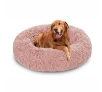 Lits en forme de beignet pour chiens, lit apaisant en forme de beignet, coussin rond en peluche avec base antidérapante - matelas lavable pour animal de compagnie - nid de chaton chaud (100 x 100 x 20