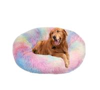 Lits en forme de beignet pour chiens, lit apaisant en forme de beignet, coussin rond en peluche avec base antidérapante - Matelas lavable pour animal de compagnie - Nid chaud (100 x 100 x 20 cm