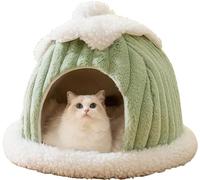 Lits for Chats Domestiques, Grotte for Chat Pliable, Maison for Chat avec Coussins Lavables, Lit for Chatons, Petits Animaux, Tente for Chat, Maison for Chat D'intérieur Douce Et Chaude (Color : Grün