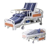 Lits médicaux électriques inclinables 10 fonctions pour la maison, lits d'hôpital infirmiers avec matelas gonflable, support IV, roues silencieuses, charge de 250 kg (210 x 96 x 55 cm)