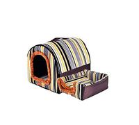 Lits pour animaux de compagnie, maison chaude pour grand chien, tapis de niche confortable pour chiens, chiots lavables, lit pour chat pliable (couleur : jaune, taille : moyenne) pieds de pieuvre