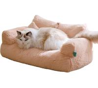 Lits pour Chats Canapé Moelleux Moelleux pour Animaux De Compagnie Lits pour Animaux De Compagnie Doux Et Apaisants pour Chats Et Chiens De Taille Moyenne avec Housse Lavable Amovible, Beige, XL