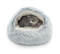 CATISM Lits pour Chats Chat Lit Rond Coussin pour Chat lit Panier Lit pour Chat Lavable en Tissu Peluche Couffin Gris
