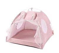 Lits Pour Chats Chiens Tente Pour Animaux De Compagnie Style Princesse Petite Pour Chien Chat Avec Conception Fil Maille Mini Tentes D'animaux Portables Grotte Pour I'hiver Intérieur(Rosa,48x48x43cm)