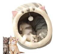 Lits pour Chats d'intérieur, lit Grotte Semi-fermé avec Une Boule en Peluche Grand Espace, Maison Confortable pour Chat, lit nid de Couchage Chaud pour Que Les Chats puissent Jouer et Dormir