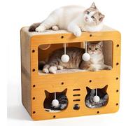 Lits pour chats d'intérieur, maison à griffer en bois et niches en carton, lit Bedsure couvert pour chaton, jolie boîte de jeu, petites caisses cachées pour chat, 51