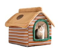 Lits pour chats - Maison d'hiver chaude avec fenêtre sur la partie - Lit doux en peluche en forme de grotte | pour chatons, chiots, petits animaux de compagnie, dormez intérieur, chambre, salon