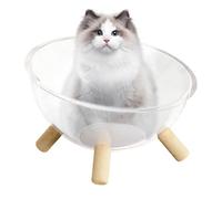 Lits pour chats - Nid de couchage avec base en bois - Traversin rond pour chien ou chat avec dessus en flanelle, 50 x 50,8 x 15,2 cm, marron et | Fournitures pour petits animaux E