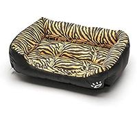 Lits pour Chiens - Imperméable Lavable Résistant à l'usure Motif Tigre Imprimé Léopard Panier Lit Deluxe Doux Animal Chaud Panier Lit Coussin,Tiger Pattern,Large