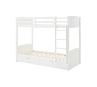 Lits superposés 2 x 90 x 200 cm - 2 tiroirs - Pin et MDF - Blanc - LIMODARA