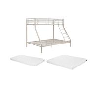 Lits superposés - 90 et 140 x 190 cm - Acier - Beige + matelas - ELEVATIO III