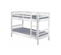 Lits Superposés 90x190cm + Sommiers Bois Massif Vernis Blanc - ALASKA -