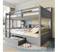 lits superposés,90x200cm(90x200cm) lits simples, lits bébés, , lits superposés, avec tiroirs,sans matelas, gris