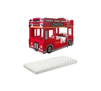 SOHO - Lits Superposés 90x200cm Bus Londres avec Leds + Matelas -