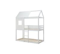 Lits superposés cabane 2 x 90 x 190 cm - Pin et MDF - Blanc - LIDOVARA