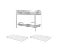 Lits superposés DUOTIS II - 2 x 90 x 190 cm - Argent + matelas