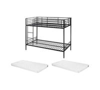 Lits superposés DUOTIS II - 2 x 90 x 190 cm - Noir + matelas