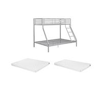 Lits superposés ELEVATIO IV - 90 et 140 x 190 cm - Acier - Argent + matelas