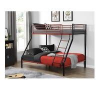 Lits superposés ELEVATIO IV - 90 et 140 x 190 cm - Acier - Noir et rouge