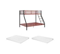 Lits superposés ELEVATIO IV - 90 et 140 x 190 cm - Acier - Noir et rouge + matelas