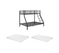 Lits superposés ELEVATIO IV - 90 et 140 x 190 cm - Acier - Noir + matelas
