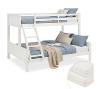 Homestyle4u Lit d'enfant superposé Mezzanin 90x200/140x200 2 matelas Bois blanc