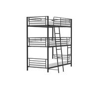 Lits superposes en metal - Noir - Sommiers inclus - 3x90x190 cm - TRIO