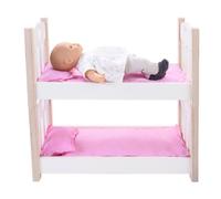 Engelhart - 606011 - Lits Superposés en Bois pour Poupons - Rose et Blanc - Dimensions : 50 x 26 x 47 cm - À partir de 3 Ans - Lit Double pour Poupées avec Accessoires - Jouets en Bois