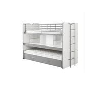 Lits Superposés Gigognes 90x200cm Gris + Bureau Coulissant - BAYMAX - ALTOBUY Gris G